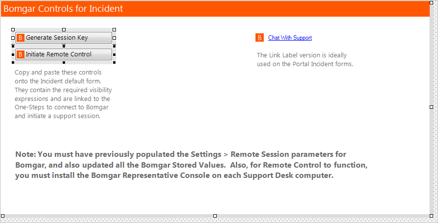 Bomgar Incident Form Controls