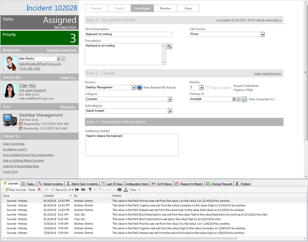 Example Incident Record