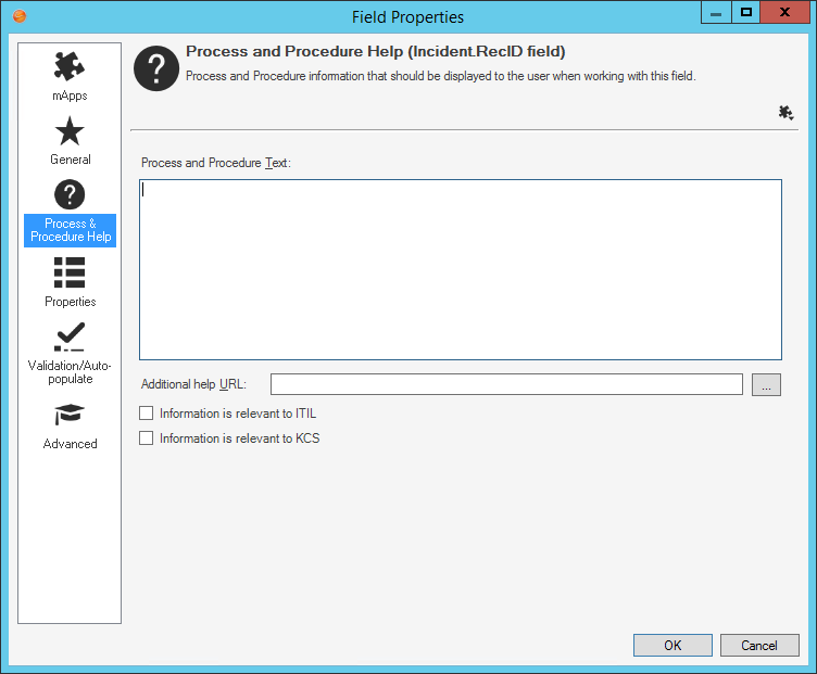 Field Process and Procedure Merge Areas