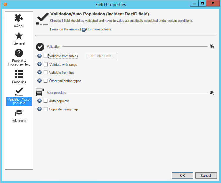 Field Validation Auto-Population Merge Areas