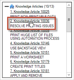 Knowledge Pane Knowledge Article Results