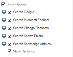 Knowledge Pane Options Area