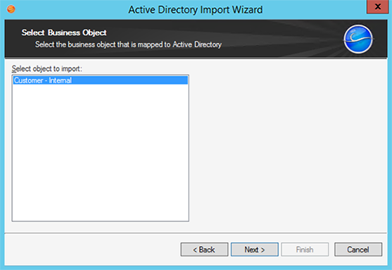 LDAP Import Wizard - Select Business Object page