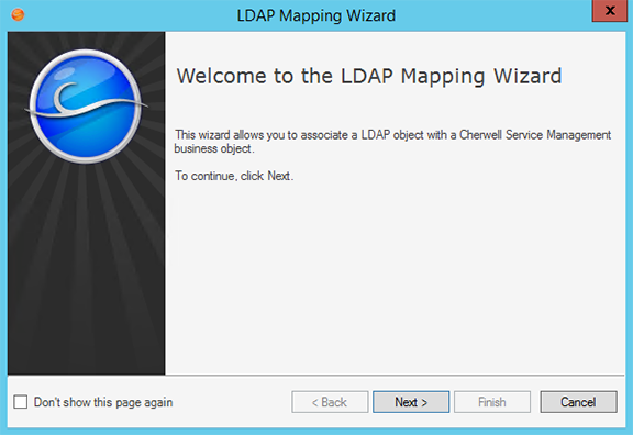 LDAP Mapping Wizard - Welcome page