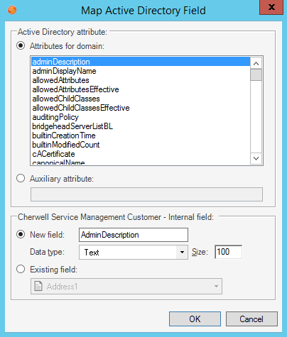 LDAP Mapping Wizard Map LDAP Field page