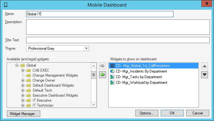 Mobile Dashboard Window