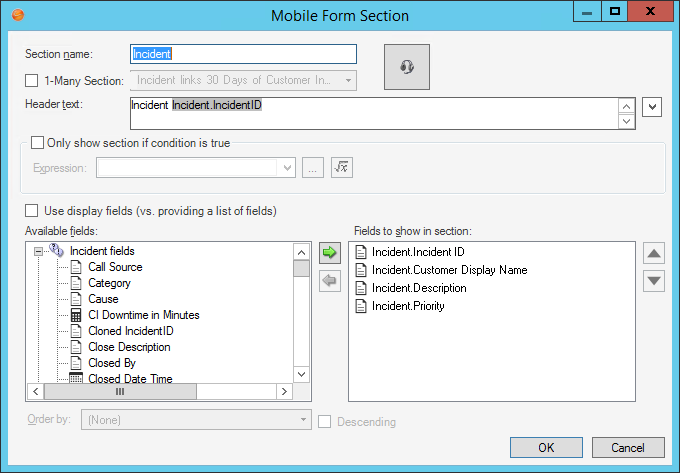 Mobile Form Section