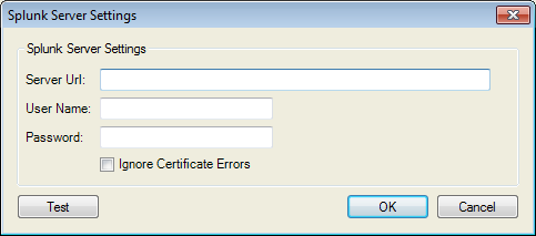 Splunk Integration Server Settings