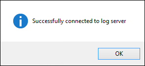 Successfully Connected to Log Server window