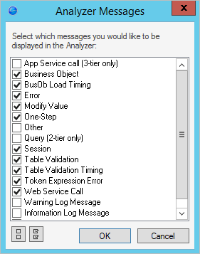 System Analyzer Messages Window