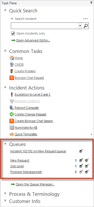 Task Pane Queue Pane