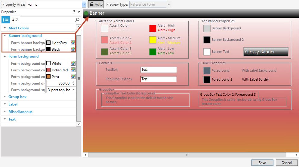 Theme Editor - Forms Properties - Banner Background group