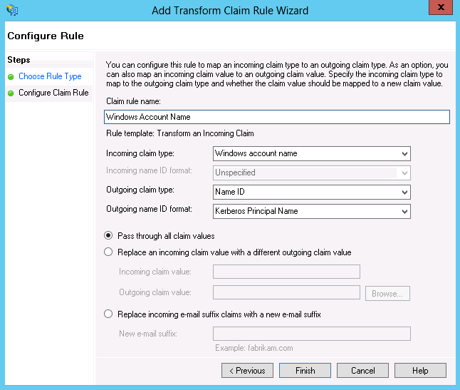 Transform Claim Wizard SAML Name ID