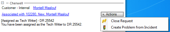 Link Business Object Record from Outlook - Action drop-down